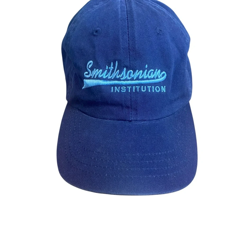 Vintage SMITHSONIAN Institution One Size Blue Logo Strapback Hat Baseball Cap